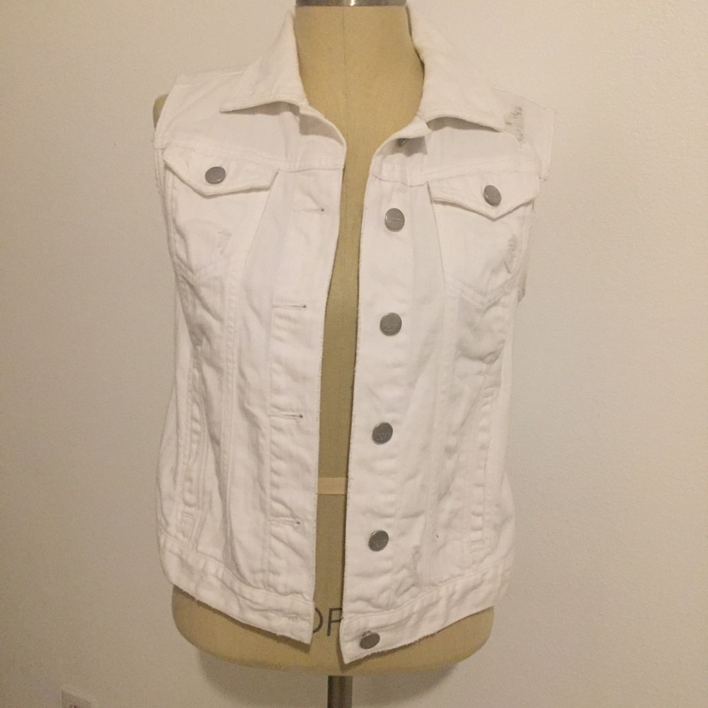 LOFT white denim vest